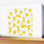 Large White Retro Flowers Sunny Yellow Background #decor #society6 #buyart Wall Mural Gallery Image 2