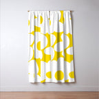 Large White Retro Flowers Sunny Yellow Background #decor #society6 #buyart Window Curtain Gallery Image 3