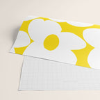 Large White Retro Flowers Sunny Yellow Background #decor #society6 #buyart Wrapping Paper Gallery Image 2
