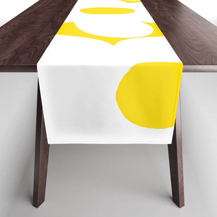 Large White Retro Flowers Sunny Yellow Background #decor #society6 #buyart Table Runner Gallery Image 1