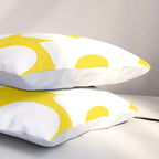 Large White Retro Flowers Sunny Yellow Background #decor #society6 #buyart Pillow Sham Gallery Image 3