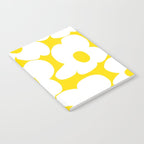 Large White Retro Flowers Sunny Yellow Background #decor #society6 #buyart Notebook Gallery Image 2