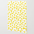 Large White Retro Flowers Sunny Yellow Background #decor #society6 #buyart Wallpaper Gallery Image 2