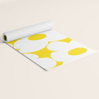 Large White Retro Flowers Sunny Yellow Background #decor #society6 #buyart Yoga Mat Gallery Image 2