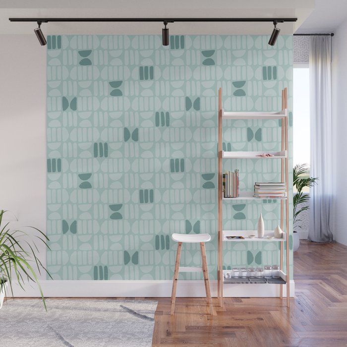 Bold Minimalism Teal Wall Mural Gallery Image 1