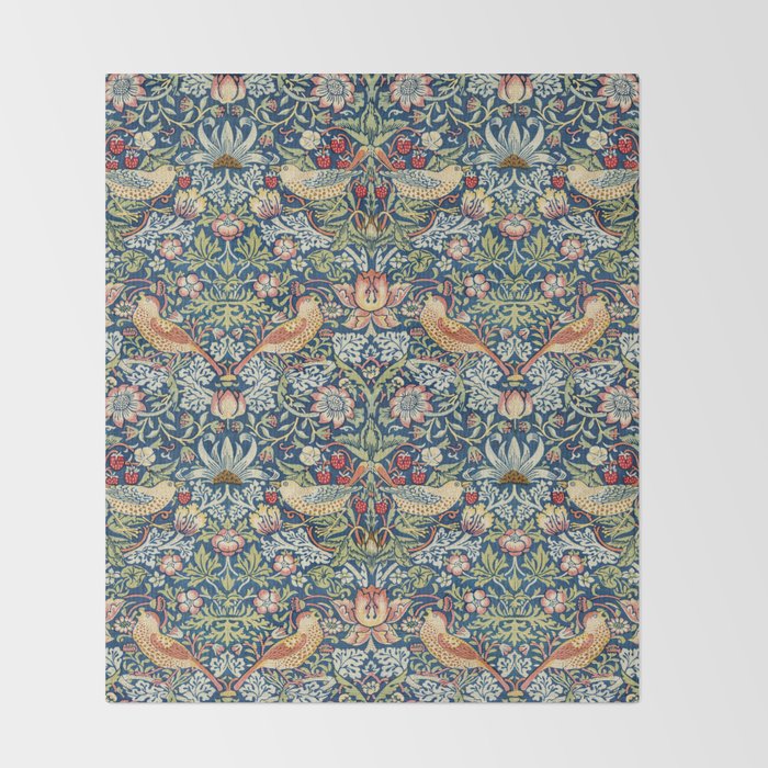 Strawberry Thief by William Morris, 1883 Throw Blanket Gallery Image 2