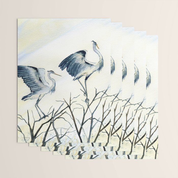 Couple of Great Blue Heron Wrapping Paper Gallery Image 3