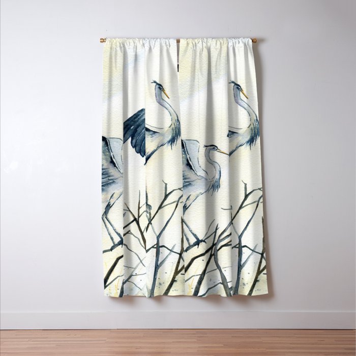 Couple of Great Blue Heron Window Curtain Gallery Image 3