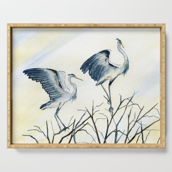 Couple of Great Blue Heron Serving Tray Gallery Image 1