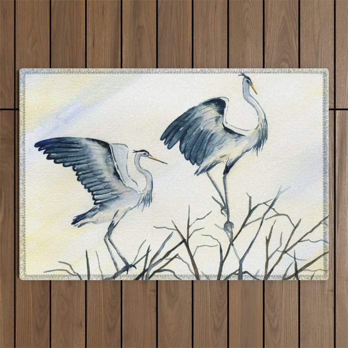 Couple of Great Blue Heron Outdoor Rug Gallery Image 1