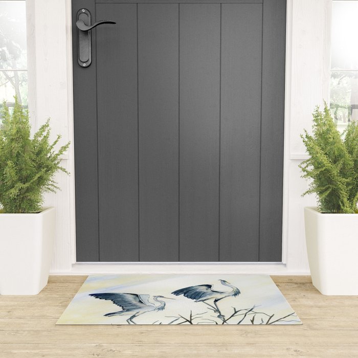 Couple of Great Blue Heron Welcome Mat Gallery Image 3