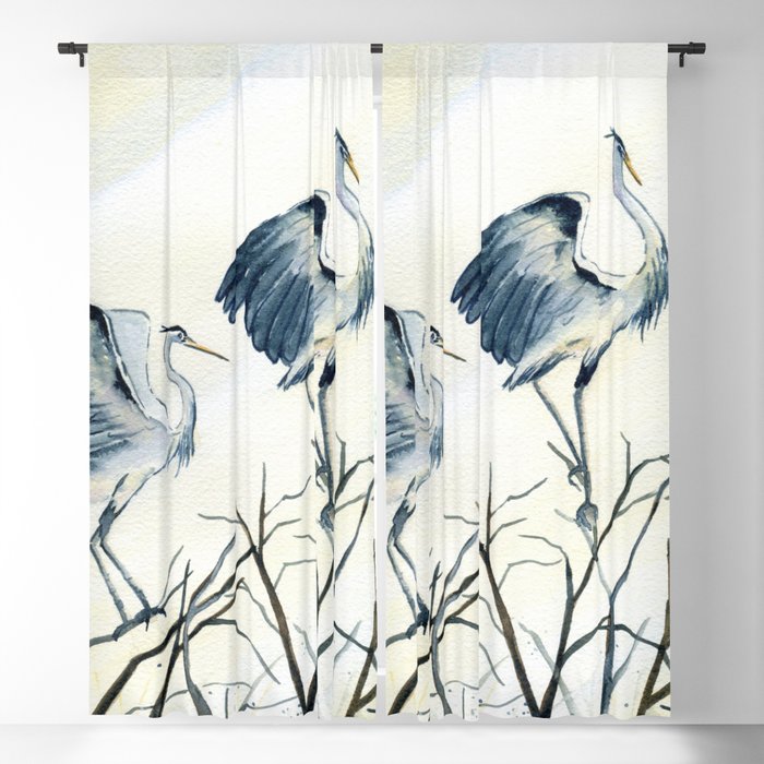 Couple of Great Blue Heron Window Curtain Gallery Image 1