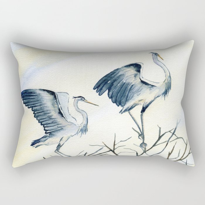 Couple of Great Blue Heron Rectangular Pillow Gallery Image 2