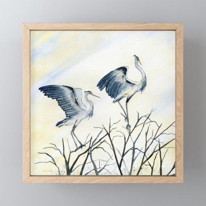 Couple of Great Blue Heron Mini Art Print Gallery Image 1