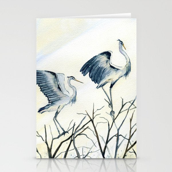 Couple of Great Blue Heron Stationery Card Gallery Image 2