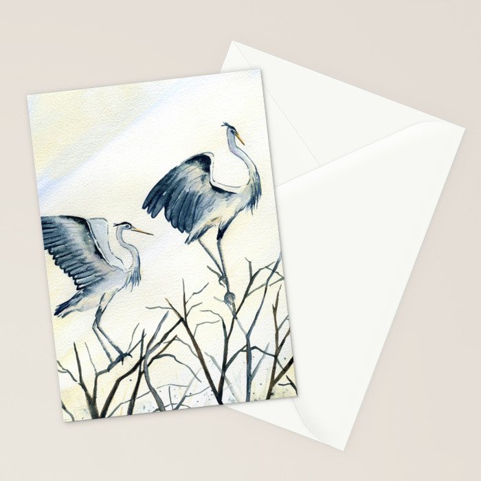 Couple of Great Blue Heron Stationery Card Gallery Image 2