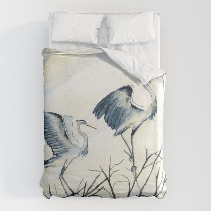 Couple of Great Blue Heron Duvet Cover Gallery Image 6