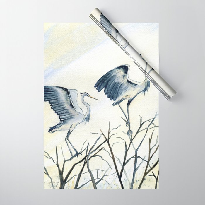 Couple of Great Blue Heron Wrapping Paper Gallery Image 1