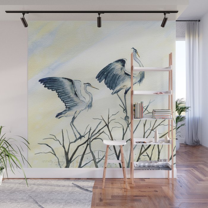Couple of Great Blue Heron Wall Mural Gallery Image 1