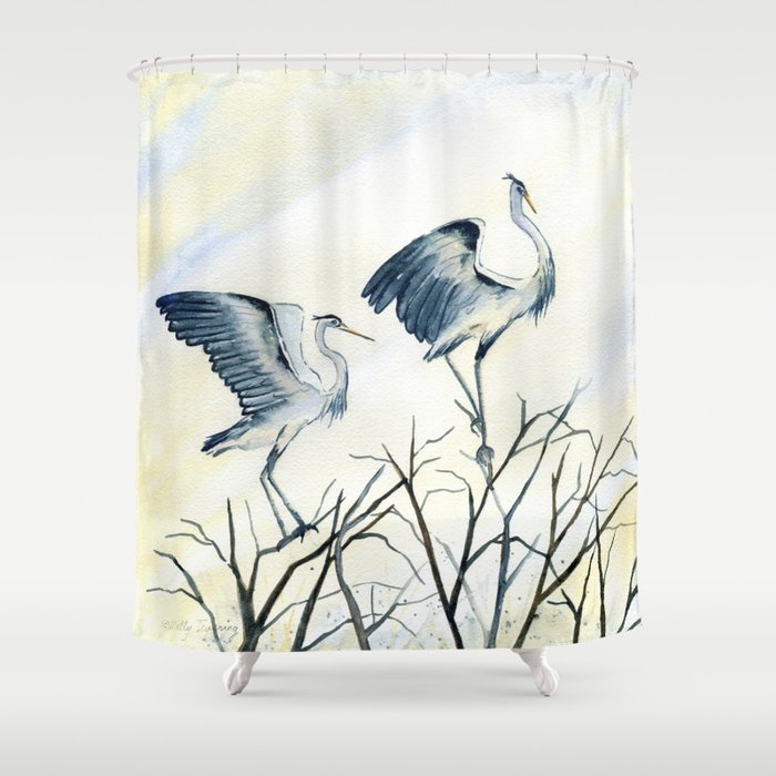 Couple of Great Blue Heron Shower Curtain Gallery Image 1