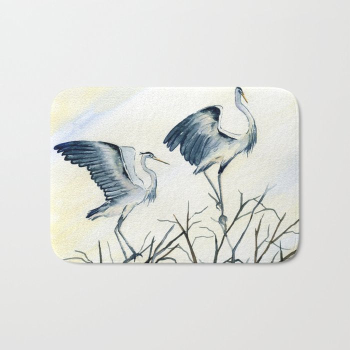 Couple of Great Blue Heron Bath Mat Gallery Image 1
