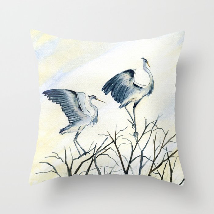 Couple of Great Blue Heron Throw Pillow Gallery Image 6