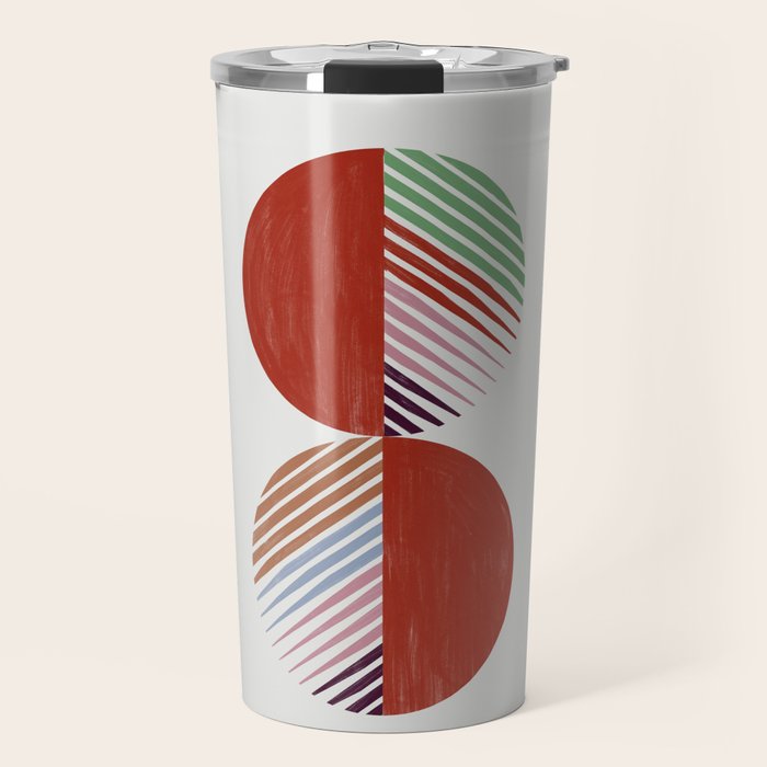 Hand-Drawn Geometric Circles with Stripes Travel Mug Gallery Image 1