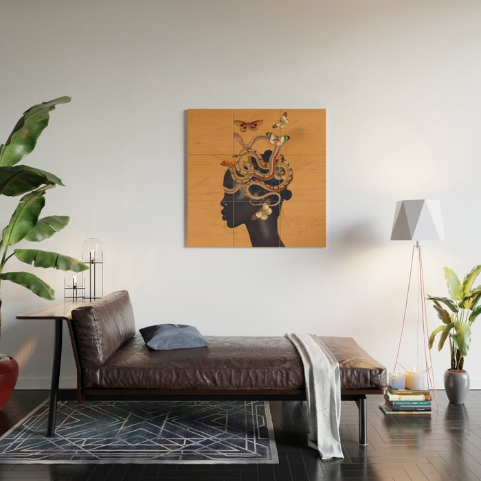 Snake and Butterflies Wood Wall Art Gallery Image 2
