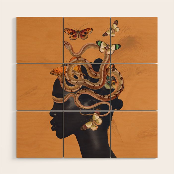 Snake and Butterflies Wood Wall Art Gallery Image 1