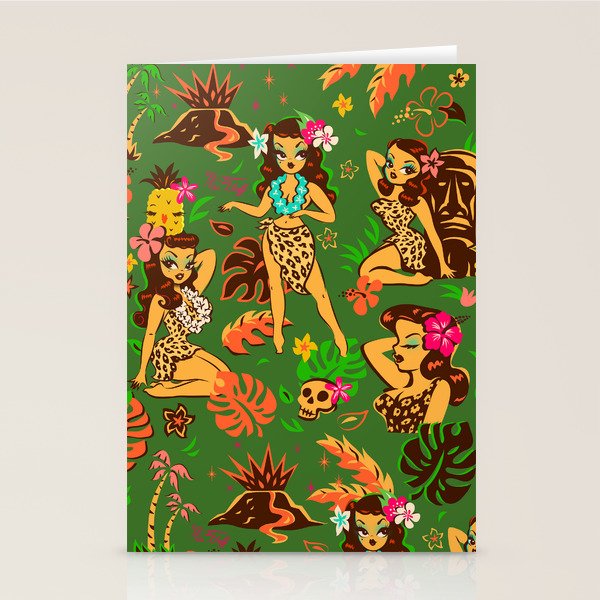 Tiki Temptress on Green Stationery Card Gallery Image 1