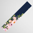 Boho, Floral Watercolor, Roses, Navy Blue and Pink Table Runner Gallery Image 3