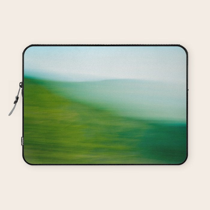 Mountains and Sea - green abstract nature photograph Laptop Sleeve Gallery Image 1