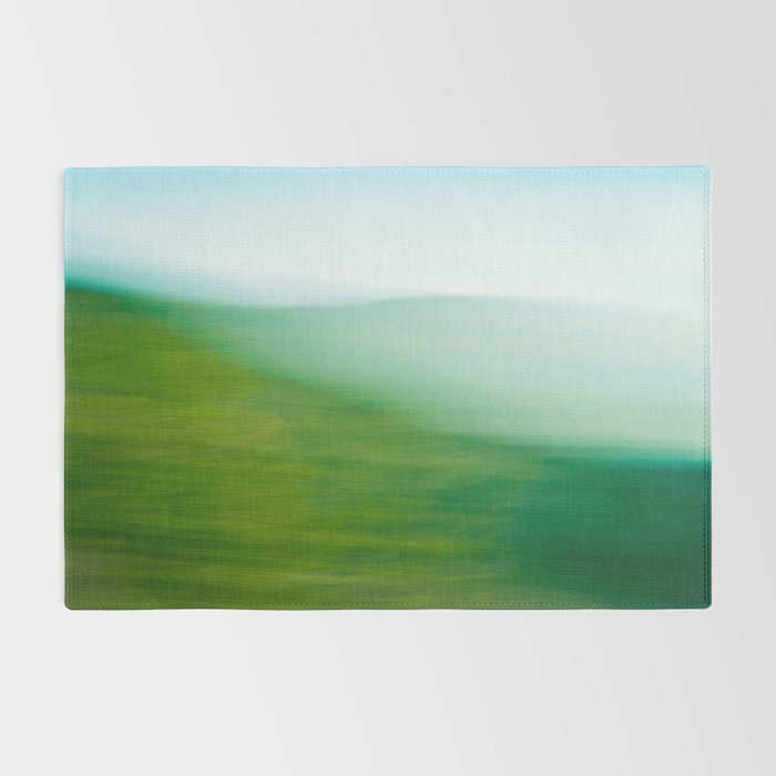 Mountains and Sea - green abstract nature photograph Rug Gallery Image 2