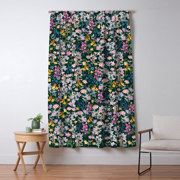 Wildflower Field on Pine Grove - Pink, Orange, Blue, & Purple Window Curtain Gallery Image 1