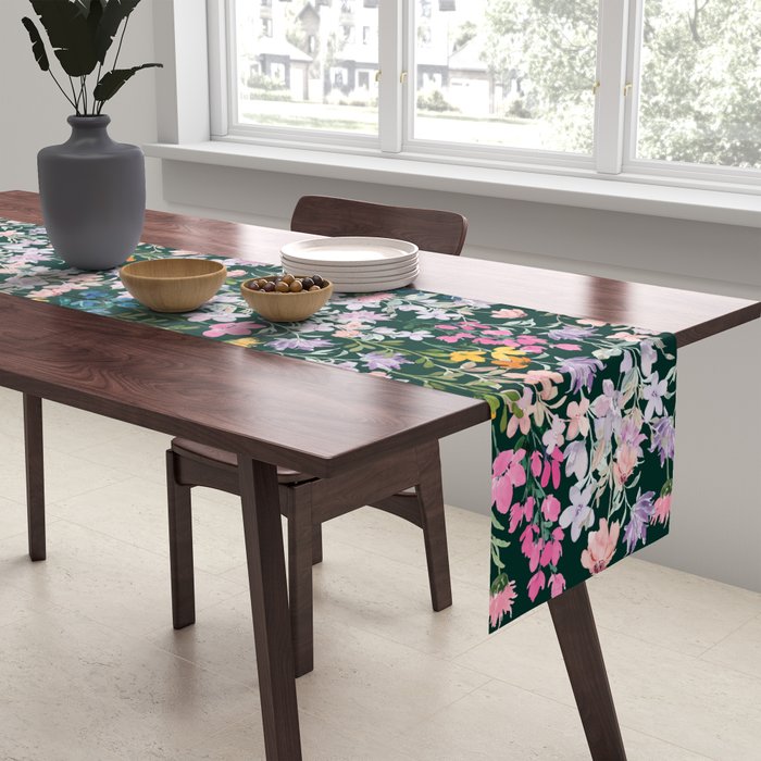 Wildflower Field on Pine Grove - Pink, Orange, Blue, & Purple Table Runner Gallery Image 2