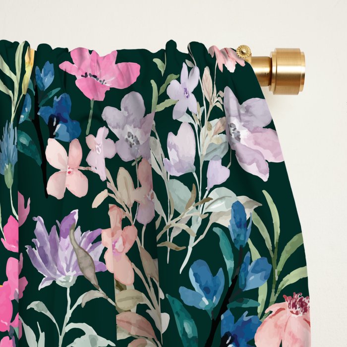 Wildflower Field on Pine Grove - Pink, Orange, Blue, & Purple Window Curtain Gallery Image 2