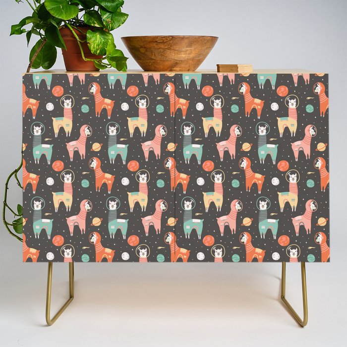Astronaut Llamas in Space Credenza Gallery Image 1