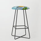 Juicy Lemons on Blue Moroccan Tiles Stool Gallery Image 1