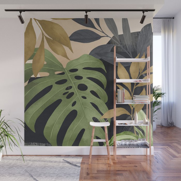 Abstract Art Tropical Leaves 101 Wall Mural Gallery Image 1