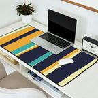 Stripes Abstract, Yellow, Teal, Navy Blue Desk Mat Gallery Image 2