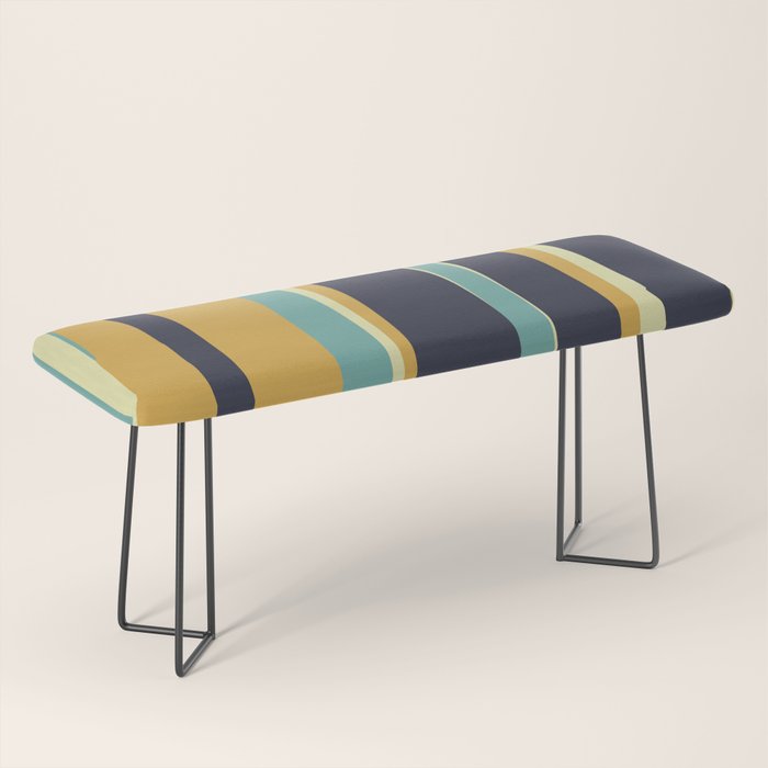 Stripes Abstract, Yellow, Teal, Navy Blue Bench Gallery Image 1