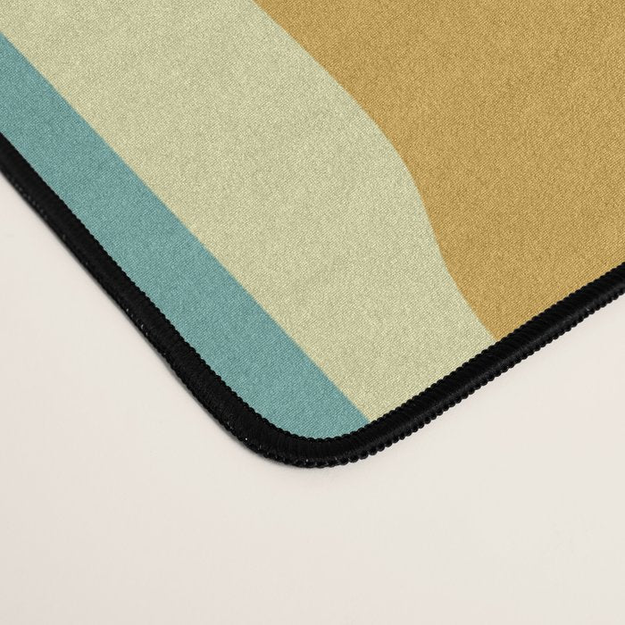 Stripes Abstract, Yellow, Teal, Navy Blue Desk Mat Gallery Image 4