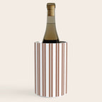 Classic Double Stripes Mocha Brown and White Vertical Stripe Pattern Wine Chiller Gallery Image 1