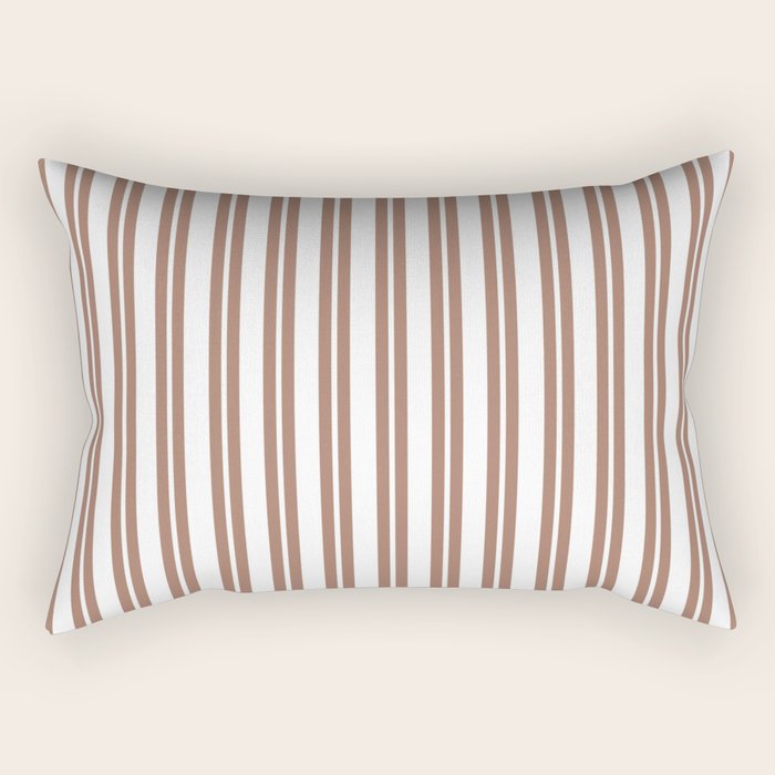 Classic Double Stripes Mocha Brown and White Vertical Stripe Pattern Rectangular Pillow Gallery Image 2