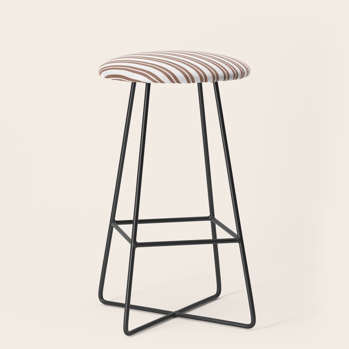 Classic Double Stripes Mocha Brown and White Vertical Stripe Pattern Stool Gallery Image 1
