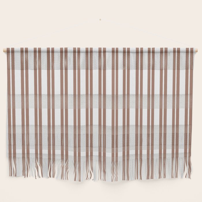 Classic Double Stripes Mocha Brown and White Vertical Stripe Pattern Wall Hanging Gallery Image 1
