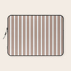 Classic Double Stripes Mocha Brown and White Vertical Stripe Pattern Laptop Sleeve Gallery Image 1