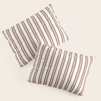 Classic Double Stripes Mocha Brown and White Vertical Stripe Pattern Pillow Sham Gallery Image 3