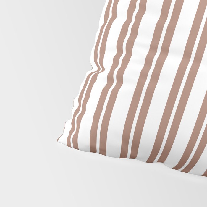 Classic Double Stripes Mocha Brown and White Vertical Stripe Pattern Pillow Sham Gallery Image 4