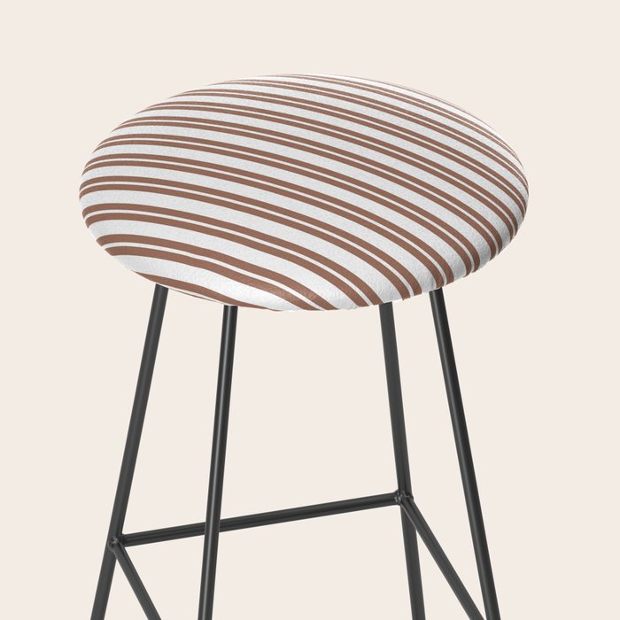 Classic Double Stripes Mocha Brown and White Vertical Stripe Pattern Stool Gallery Image 2